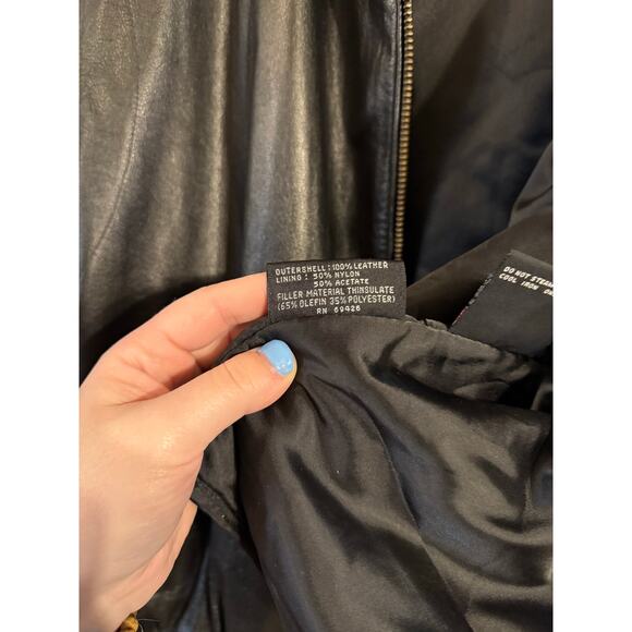 Vintage Wilsons Black 100% Leather Jacket w/ Thinsulate Lining Vest Men's XL - Picture 4 of 5